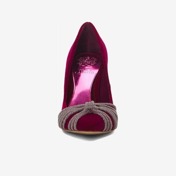 NWOB Vince Camuto Faine Plush Velvet Embellished Stiletto Pumps in Magenta Sz 6 - Picture 5 of 12